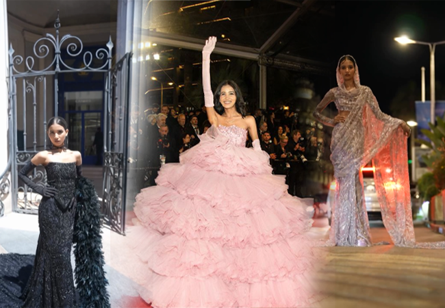 Uttar Pradesh’s Nancy Tyagi Shines at Cannes in Self-Stitched Gown